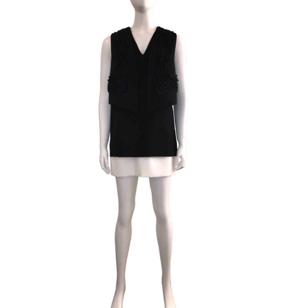Givenchy Runway 2-Tone Sleeveless Mini Dress with Ruffled Vest